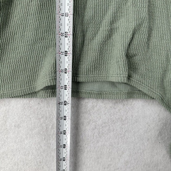 Madewell Rib Knit Top Womens XL Green Thermal Ribbed Asymmetrical Long Sleeve - Picture 5 of 7